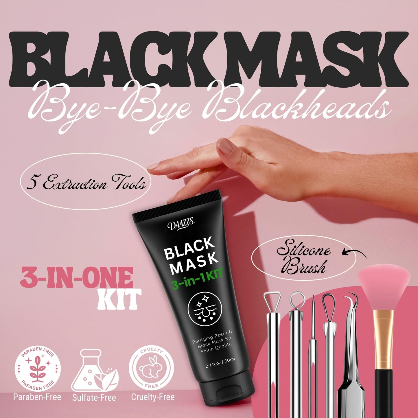 DAAZZS Blackhead Remover Mask – Charcoal Peel-Off Kit for Deep Pore Cleansing & Purifying
