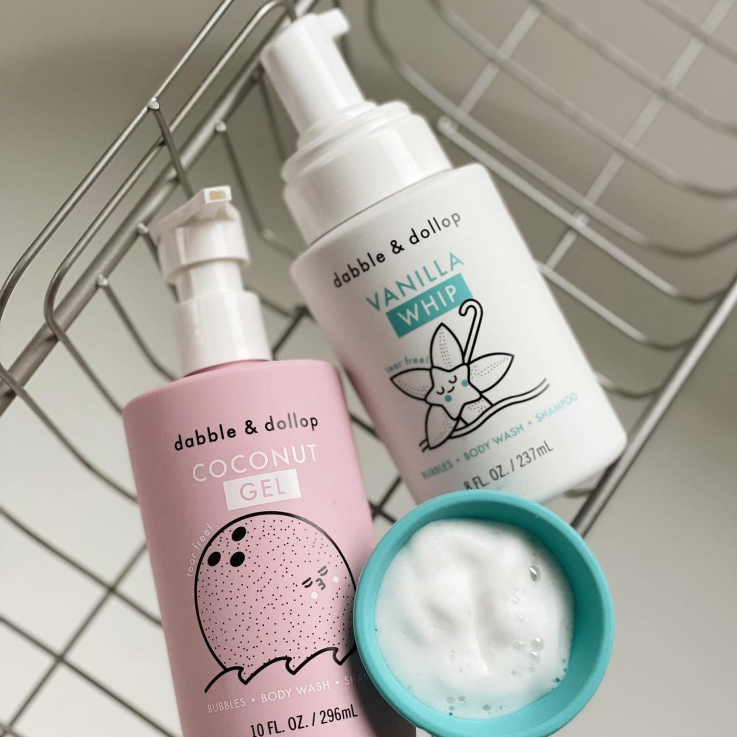 Dabble & Dollop Coconut + Vanilla 3-in-1 Kids Bubble Bath – Tear-Free, Vegan (2-Pack)