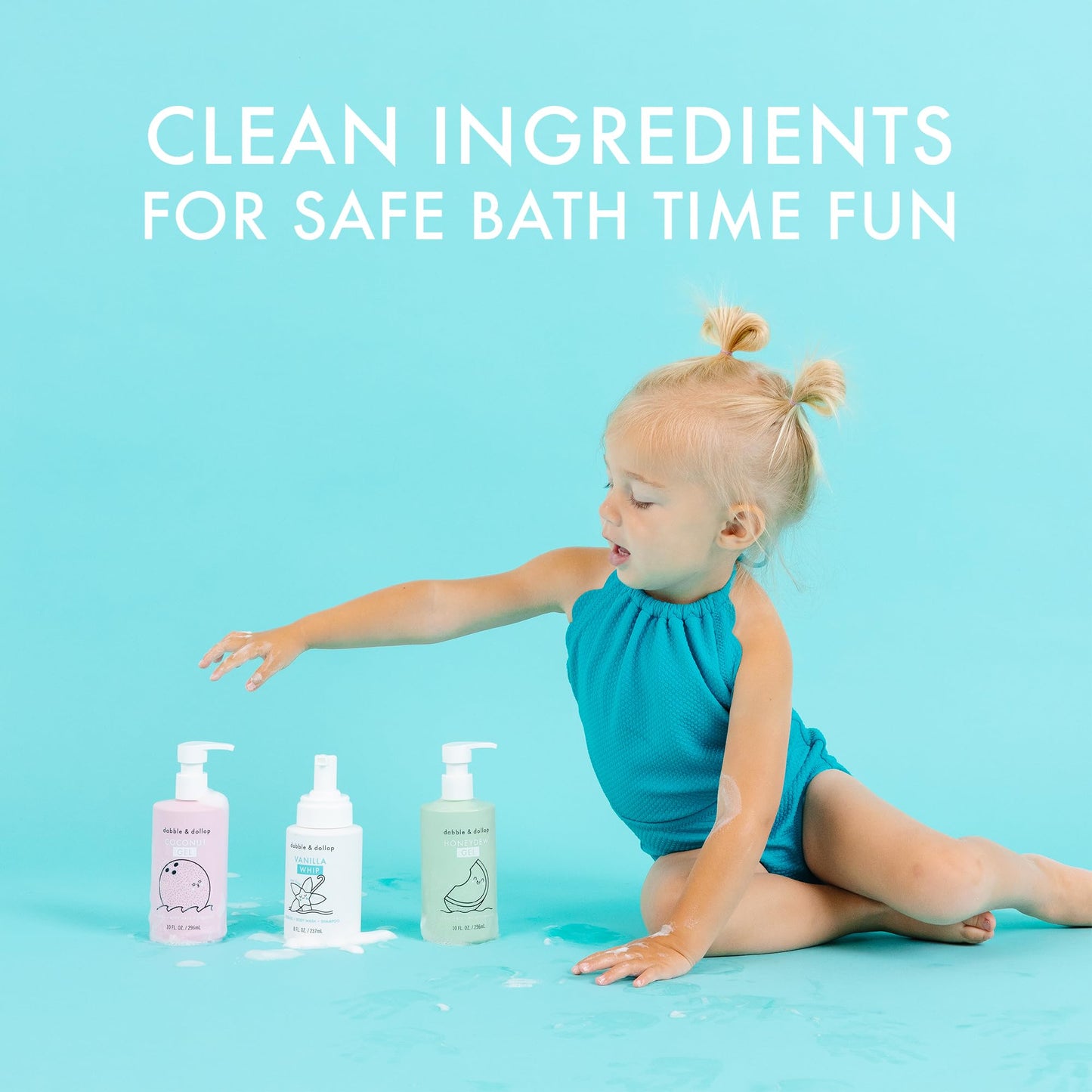 Beachy Bundle by Dabble & Dollop – Natural 3-in-1 Kids Bath Set (Honeydew Melon, Vanilla & Coconut) | Tear-Free, Vegan & Paraben Free