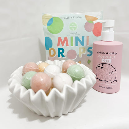 Dabble & Dollop Tropical Mini Bath Bombs & Coconut 3-in-1 Cleanser (Pack of 2) – All-Natural, Vegan & Cruelty-Free