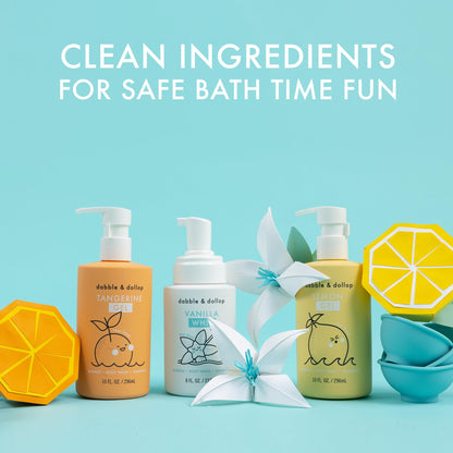 Dabble & Dollop Citrus Kiss Bundle | 3-in-1 Natural Bubble Bath, Body Wash & Shampoo for Kids