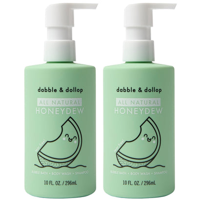 Dabble & Dollop Honeydew Melon 3-in-1 Body Wash & Shampoo – Tear-Free, Vegan, Paraben- and Sulfate-Free (10oz, Pack of 2)
