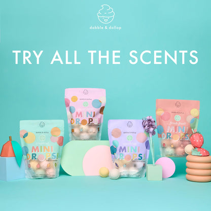 Dabble & Dollop Mini Bath Bombs – 24 Tropical Droplets for Kids, 100% Natural, Vegan & Cruelty-Free