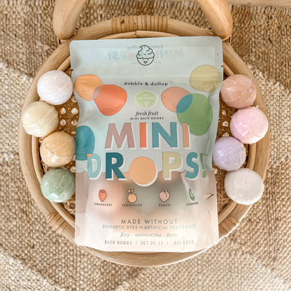 Dabble & Dollop Mini Bath Bombs – 24 Pack, Fresh Fruit Scents, Natural & Kid-Friendly