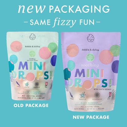Dabble & Dollop Mini Bath Bombs for Kids – 24 Natural Drops, Soothing Scents, Vegan & Cruelty-Free