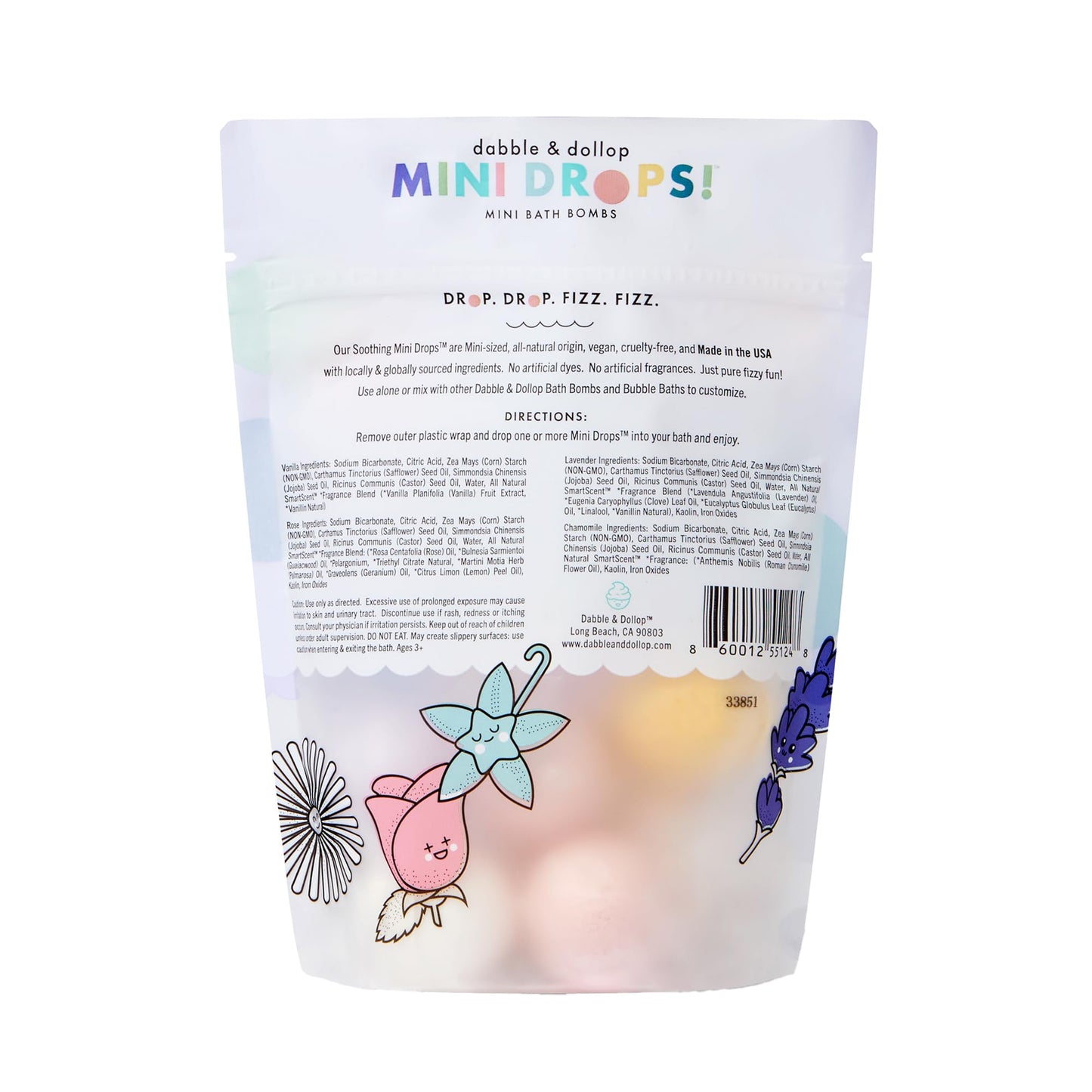 Dabble & Dollop Mini Bath Bombs for Kids – 24 Natural Drops, Soothing Scents, Vegan & Cruelty-Free