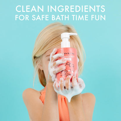 Dabble & Dollop All Natural Strawberry 3-in-1 Kids Bath: Tear-Free, Gentle, Vegan (10 oz x 2)