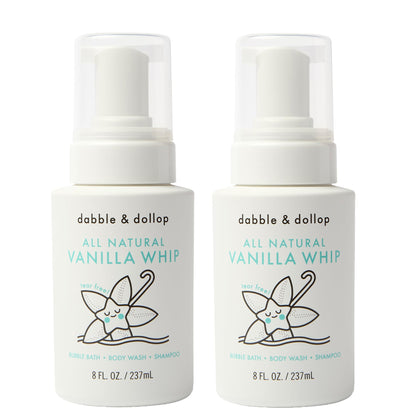 Dabble & Dollop All Natural Vanilla Whip 3-in-1 Bath Wash for Kids – Tear-Free, Vegan, Hypoallergenic (8 oz x 2)