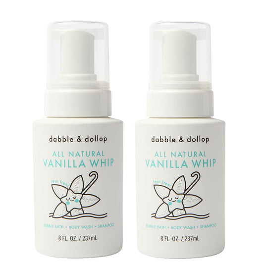 Dabble & Dollop All Natural Vanilla Whip 3-in-1 Bath Wash for Kids – Tear-Free, Vegan, Hypoallergenic (8 oz x 2)