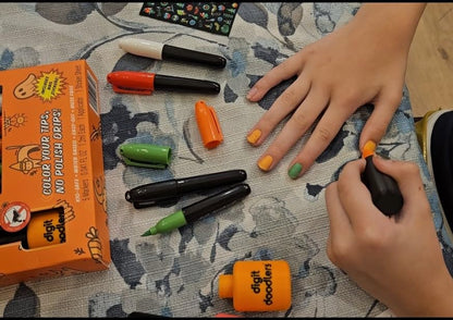 DaddyCo Unicorn Kids Non-Toxic Nail Art Markers — Safe, Washable with Bottle Applicator & Stickers