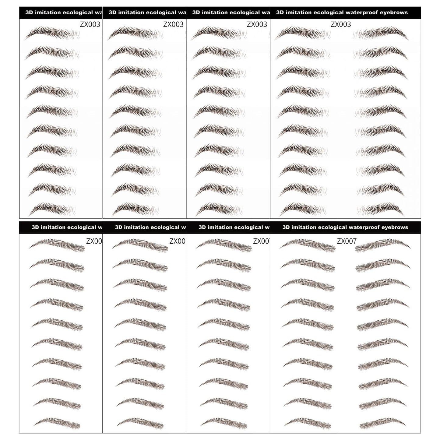 DAGEDA Brown 4D Eyebrow Transfers - Waterproof Long-Lasting Stickers (Set B)