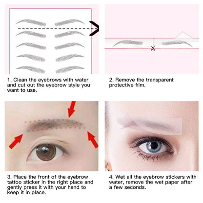 DAGEDA Brown 4D Eyebrow Transfers - Waterproof Long-Lasting Stickers (Set B)