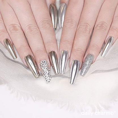 Daily Charme Chrome Effect No-Wipe Gel – 15ml Base for Chrome Powder, High-Gloss Mirror Finish