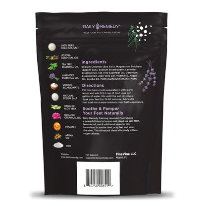 Daily Remedy Calming Lavender Foot Soak – Epsom Salt, Made in USA, Soothes Tired Feet, Softens Calluses, 16 oz
