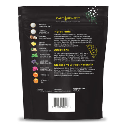 Daily Remedy Citrus Detox Foot Soak with Epsom Salt | Foot Care Pedicure | Made in USA