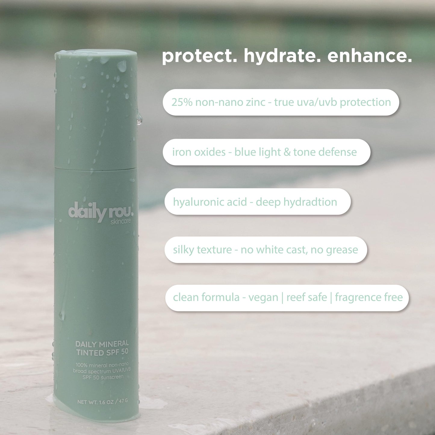 DailyRou Daily Mineral Sunscreen SPF 50 – Sheer, Lightweight, Tinted, Reef-Safe & Vegan