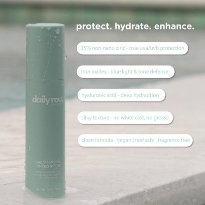 DailyRou Daily Mineral Sunscreen SPF 50 – Sheer, Lightweight, Tinted, Reef-Safe & Vegan