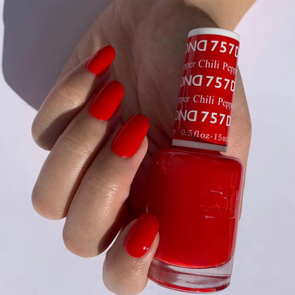 DAISY DND Gel Polish Set – Chili Pepper 757 Red (Gel + Lacquer) – 0.5 fl oz Each