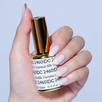 DAISY DND DC Gel Polish Set – Coconut Silk 2460, Sheer White Gel Polish + Matching Air Dry Lacquer Duo
