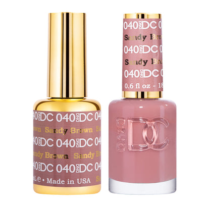 DAISY DND DC Gel Polish Set – Sandy Brown 040, UV/LED Gel + Air-Dry Lacquer, Chip-Free Duo