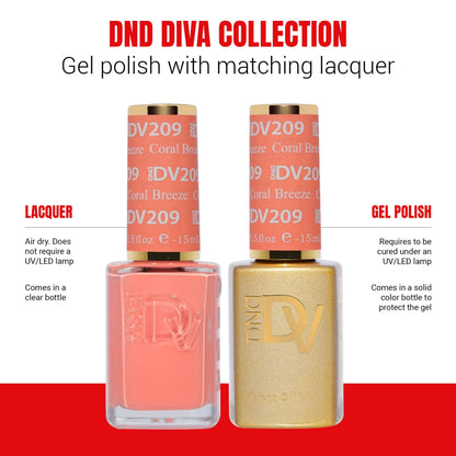 DAISY DND Diva Gel Polish Set – Coral Breeze First Class Collection, 0.5 Fl Oz x2