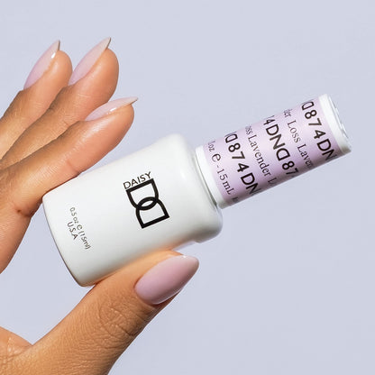DAISY DND Gel Polish Set – Loss Lavender #874 (Sheer Lilac) Duo Pack, Gel + Lacquer, 0.5 fl oz