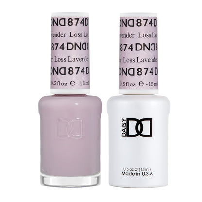 DAISY DND Gel Polish Set – Loss Lavender #874 (Sheer Lilac) Duo Pack, Gel + Lacquer, 0.5 fl oz