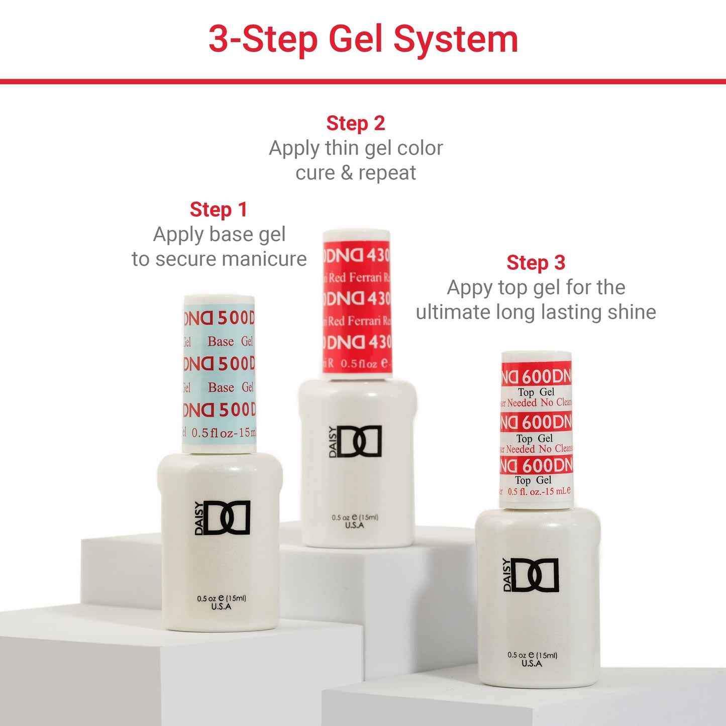 Daisy DND Gel Polish Set Romantic Lover 890 – Sheer Coral Red Duo (Gel Polish + Lacquer)