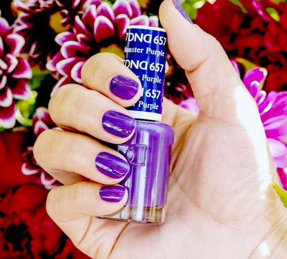 DAISY DND Gel Polish Set – Purple Collection 657 Monster Purple (0.5 fl oz) UV/LED Gel & Air Dry Duo