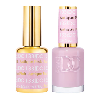 Daisy DND DC Gel Polish Set – Pink Collection, Antique Pink 133, UV/LED Gel Polish & Air Dry Lacquer Duo
