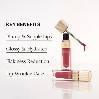 d'alba Piedmont Plumping Lip Glow Mood Volumizer – Hydrating Lip Plumper with Vegan Ceramide & Vitamin C & E, Feeble Pink (0.17 oz)