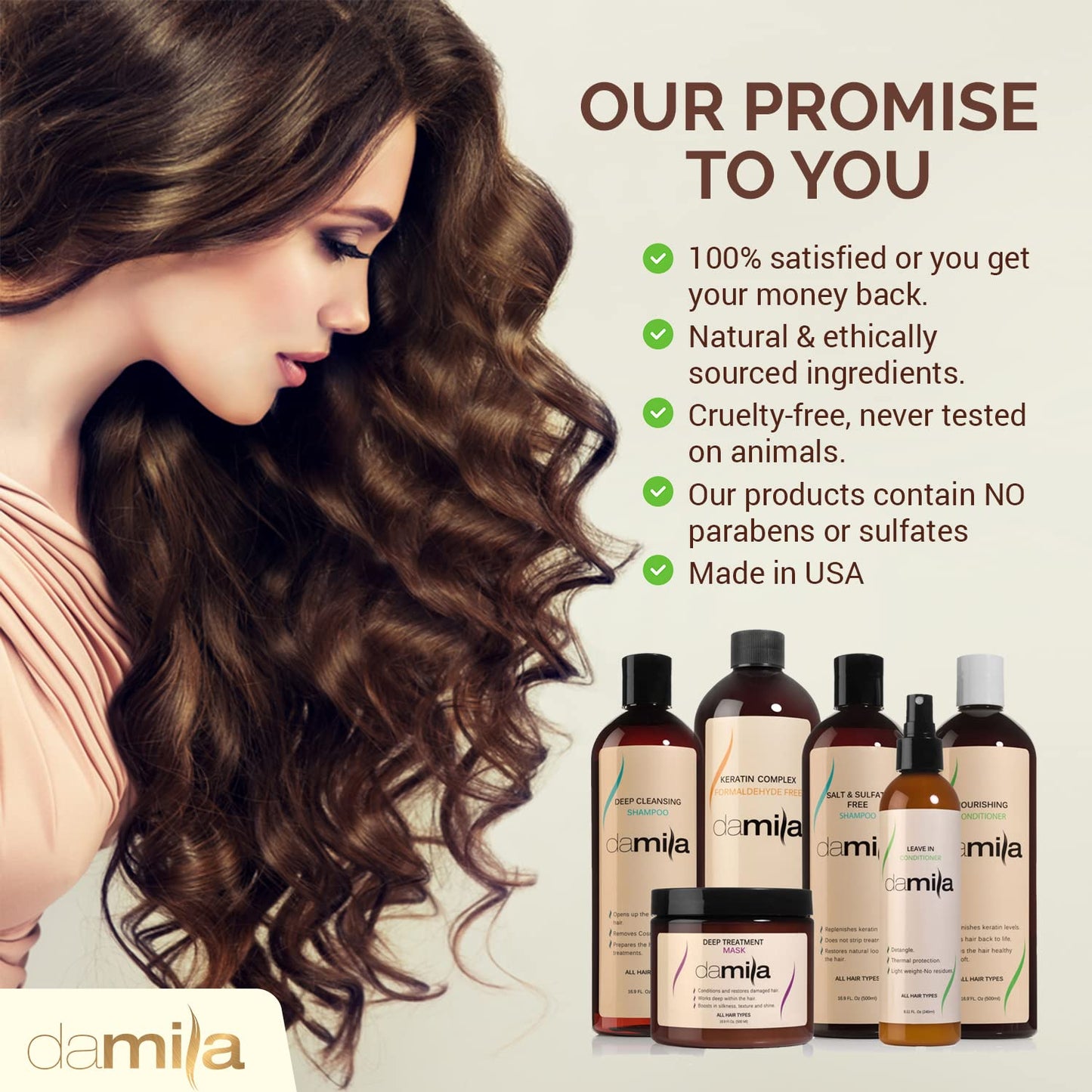 Damila Salt & Sulfate Free Shampoo & Conditioner for Keratin & Color-Treated Hair – 33.8 oz