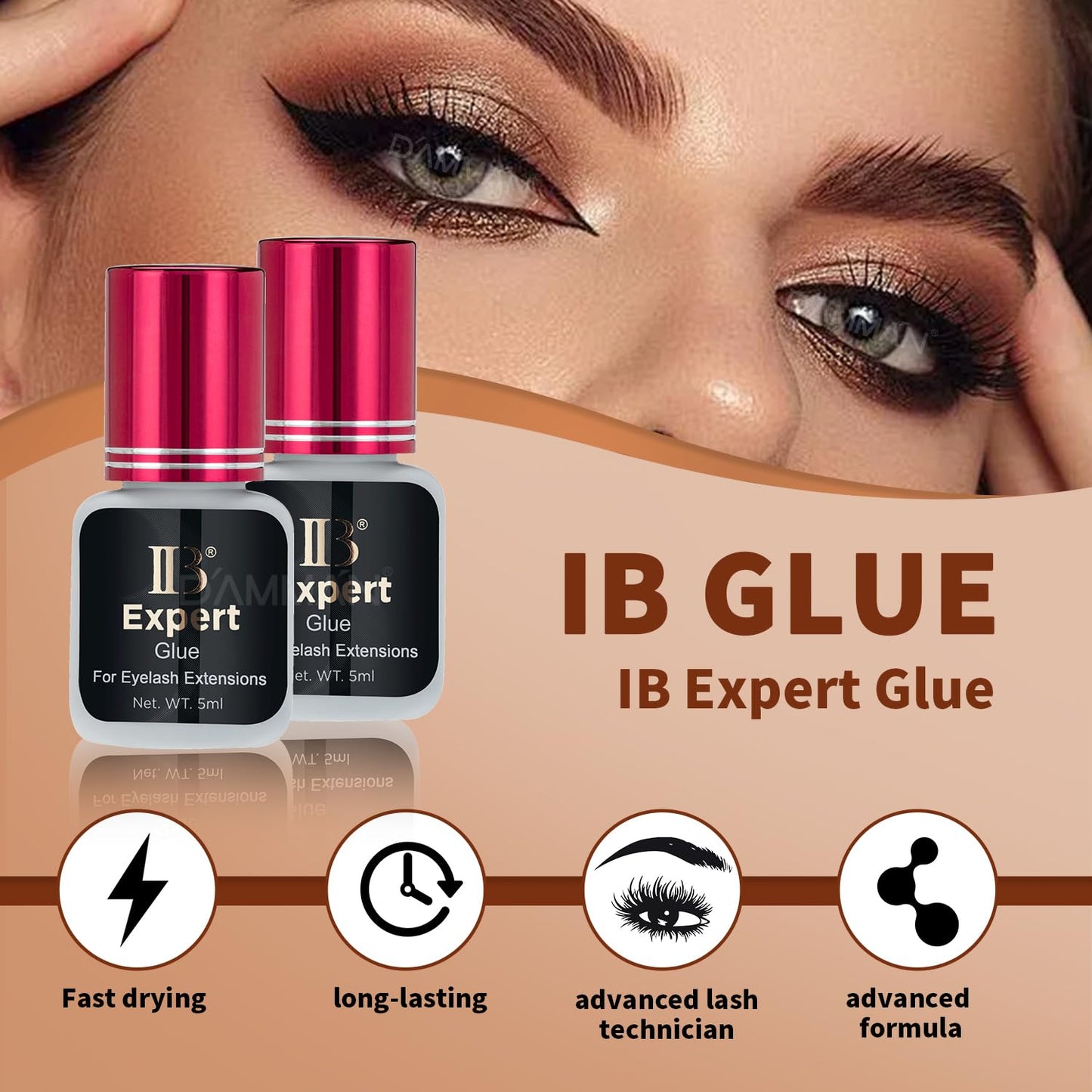 DAMMAN One Bottle 5ml IB Expert Glue – Fast-Drying Eyelash Extension Adhesive, No Fume No Odor