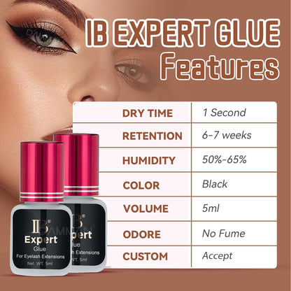 DAMMAN One Bottle 5ml IB Expert Glue – Fast-Drying Eyelash Extension Adhesive, No Fume No Odor