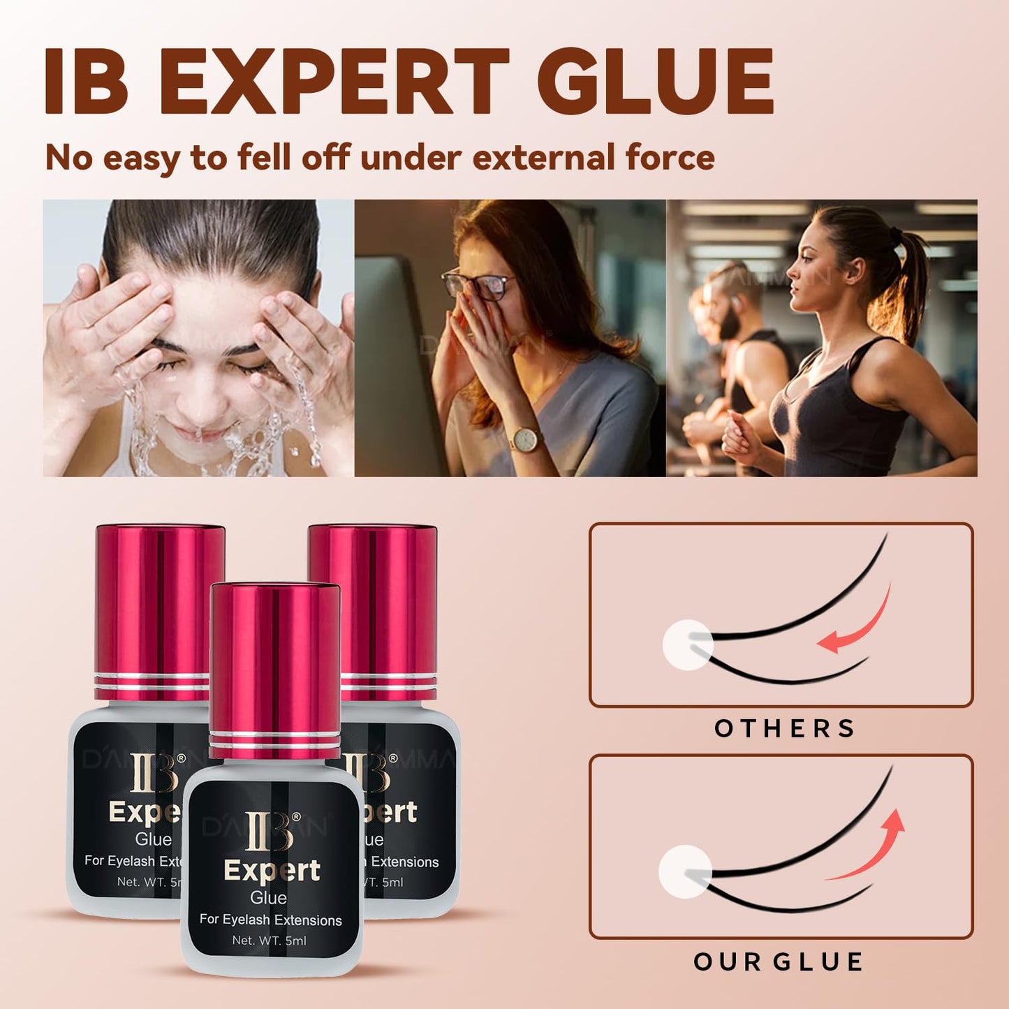 DAMMAN One Bottle 5ml IB Expert Glue – Fast-Drying Eyelash Extension Adhesive, No Fume No Odor
