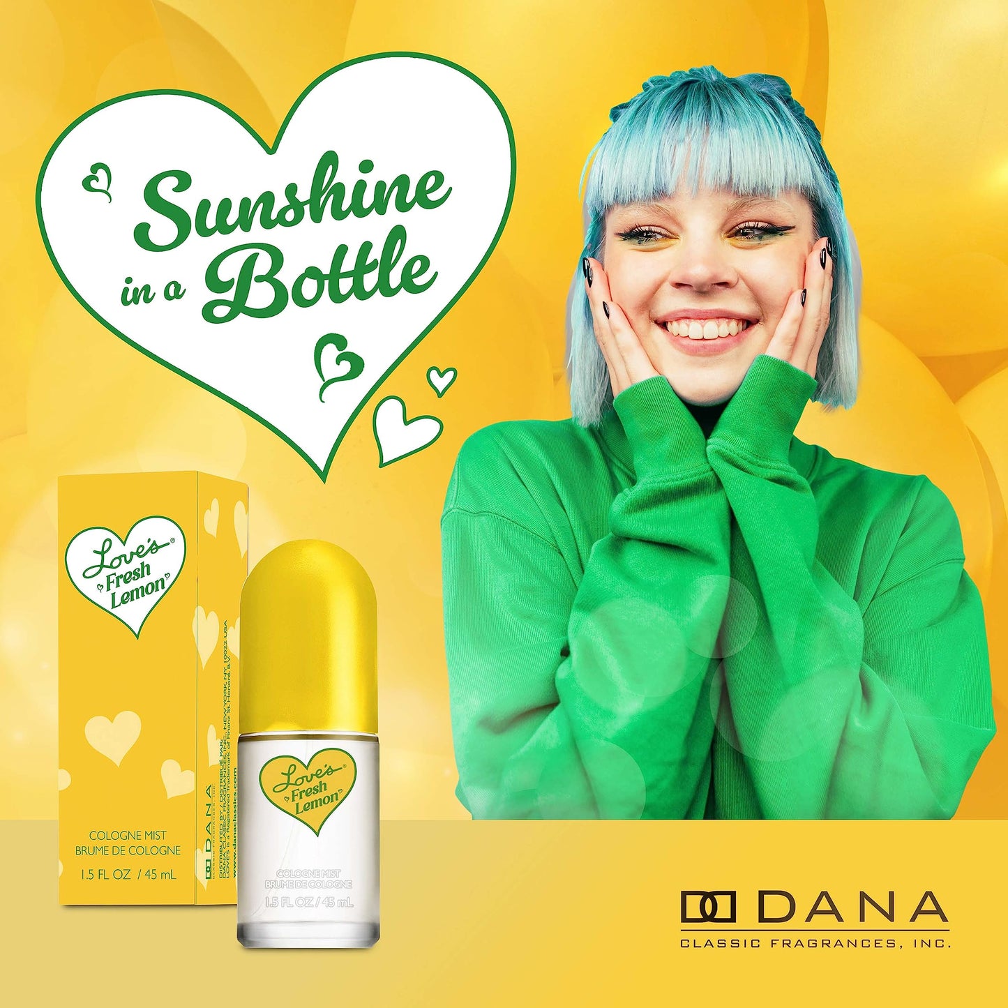 Dana Love's Fresh Lemon Cologne Mist – 1.5 Fl Oz | Invigorating Citrus Scent for Women