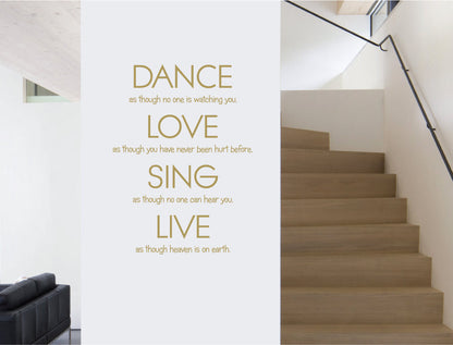 Dance Love Sing Live Inspirational Wall Sticker Quote