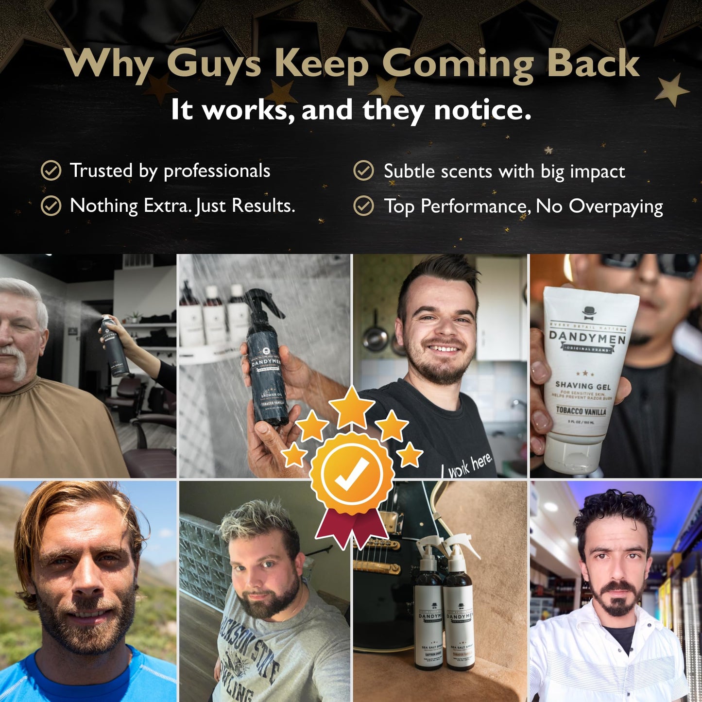 DandyMen Obsidian Cardamom Shower Set — Shampoo, Conditioner, Body Wash & Shower Oil