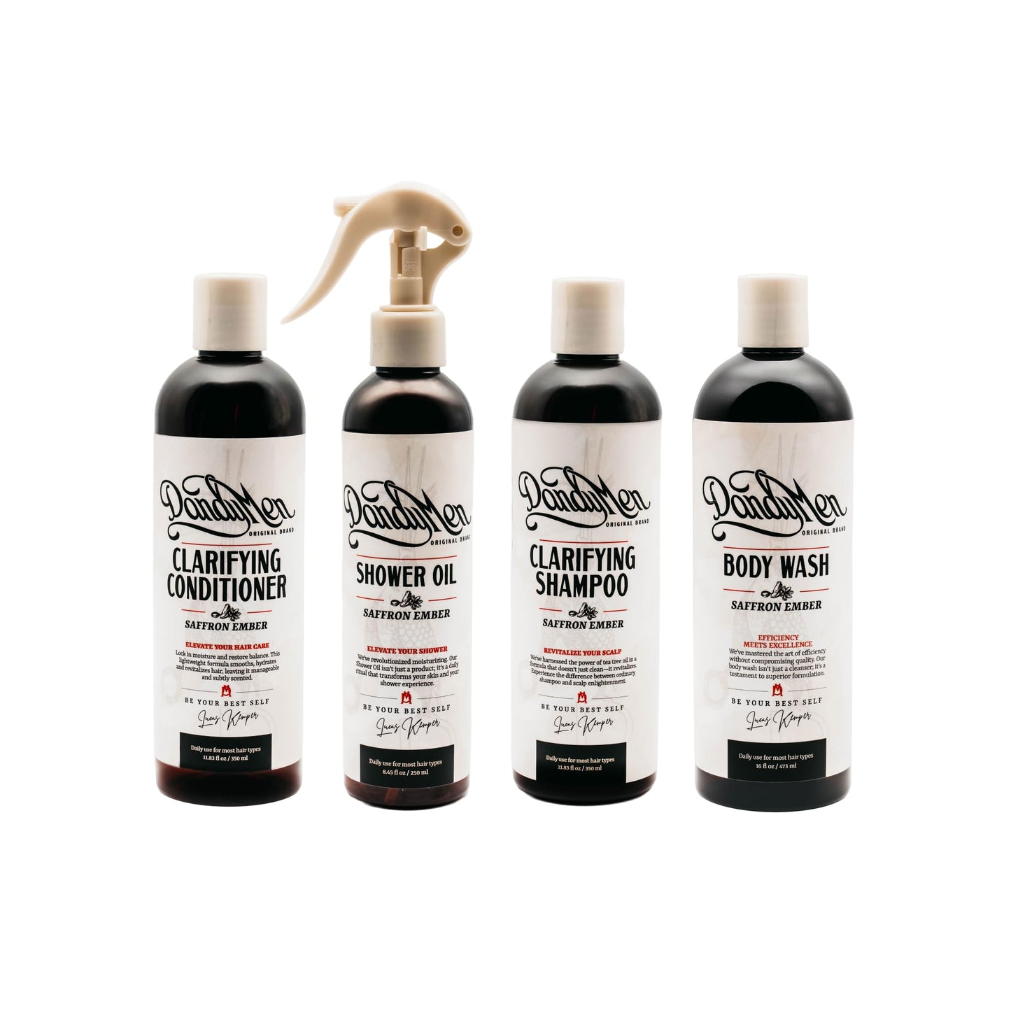 DandyMen Saffron Ember Shower Set – Shampoo, Conditioner, Body Wash & Shower Oil