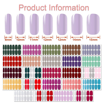 DANNEASY Nail Polish Strips Glitter - 24 Self-Adhesive Nail Wraps + Nail File & Cuticle Stick
