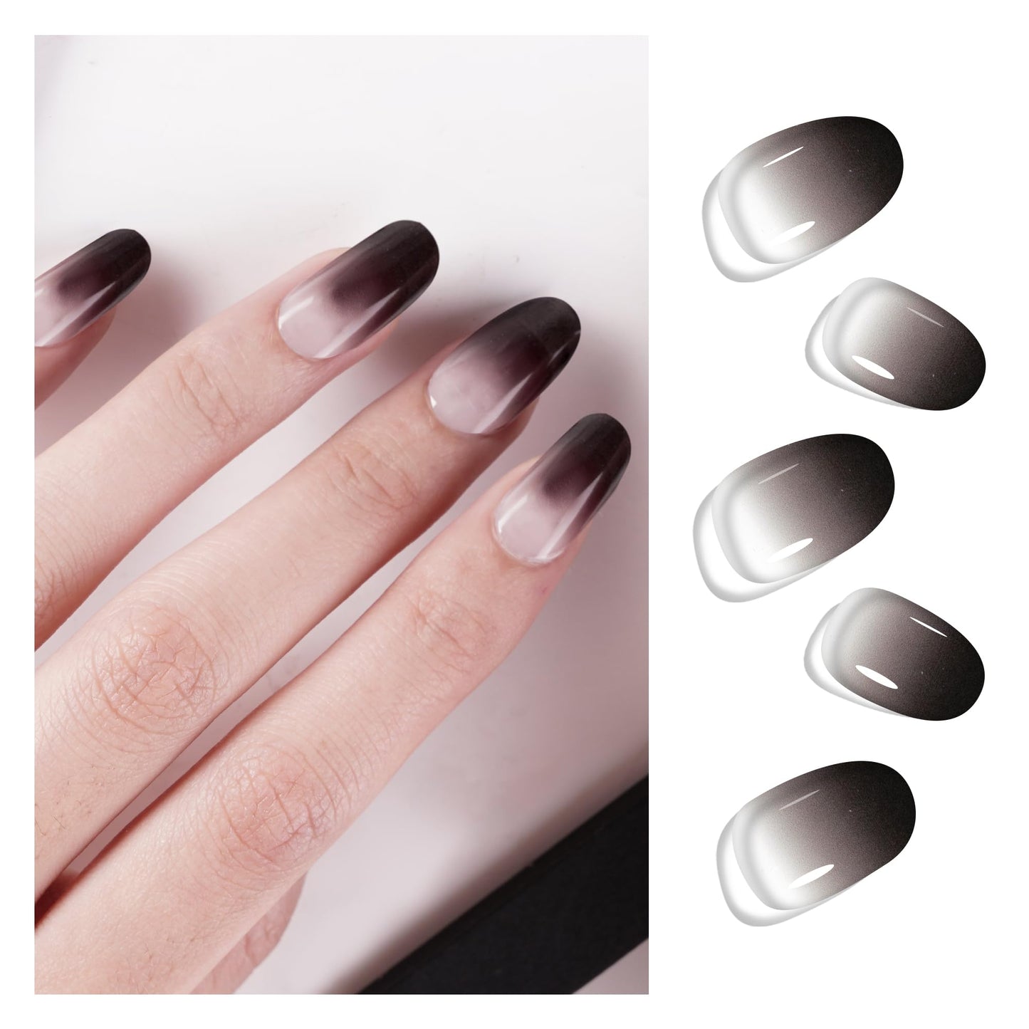 DANNI & TONI Semi Cured Gel Nail Strips – Black Transparent Ombre