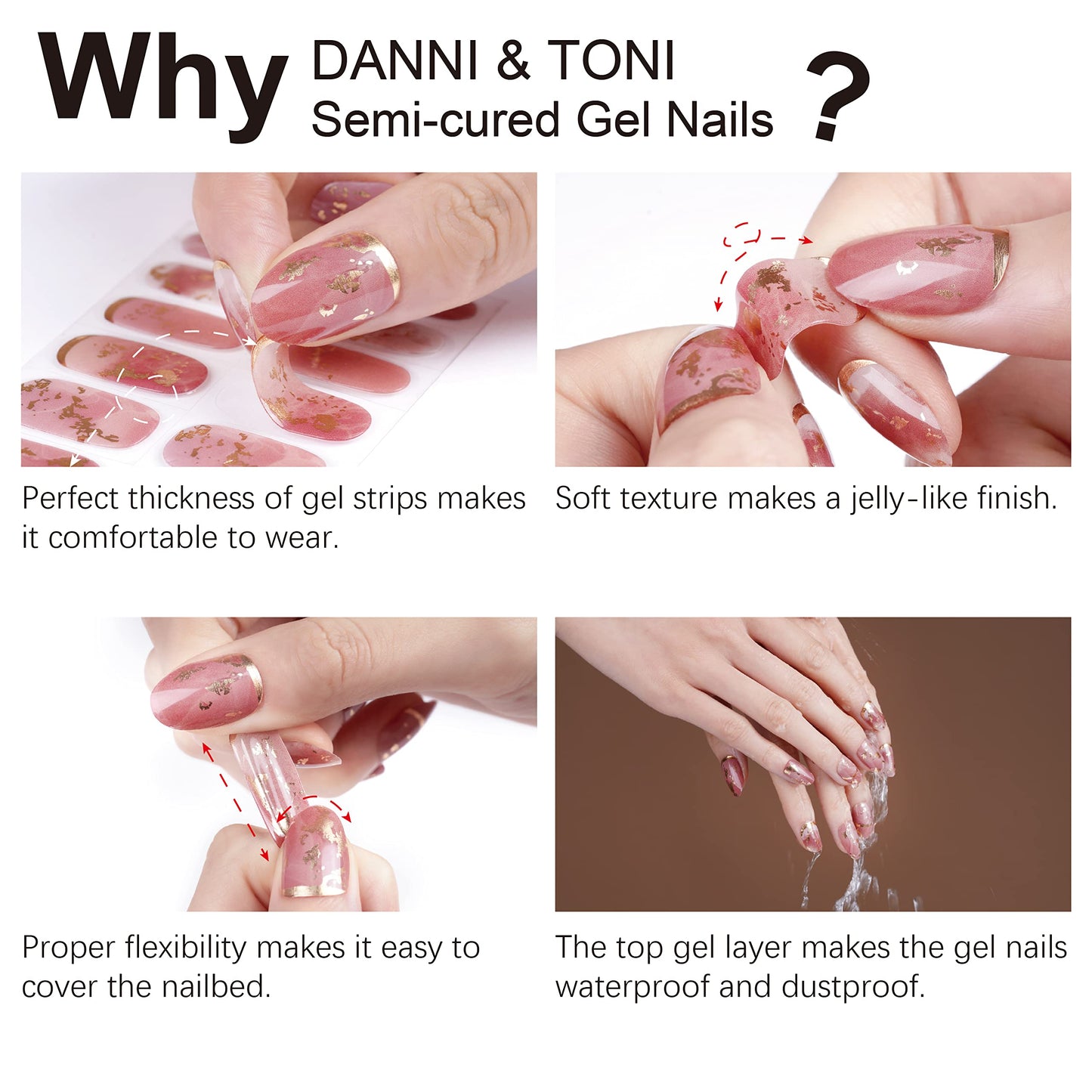 DANNI & TONI Semi Cured Gel Nail Strips - Classic French White Tips