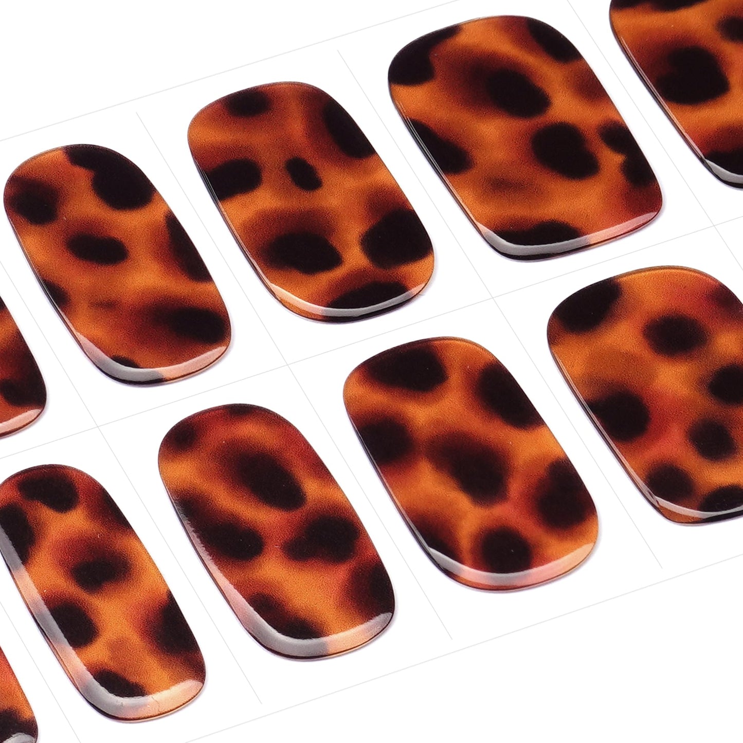 DANNI & TONI Semi-Cured Gel Nail Wraps – Cheetah Print Leopard, 28 Nails | Tortoise Glow