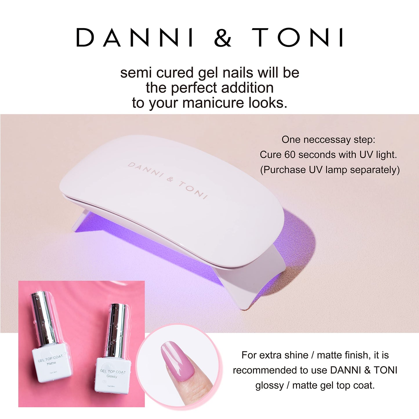 DANNI & TONI Chrome Dream Semi-Cured Gel Nail Strips – Holographic Aurora Nails, 28 Stickers