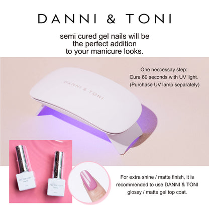 DANNI & TONI Chrome Dream Semi-Cured Gel Nail Strips – Holographic Aurora Nails, 28 Stickers