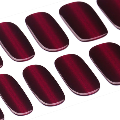 DANNI & TONI Semi Cured Gel Nail Strips – Black Red Gradient Cat Eye | Crimson Eclipse