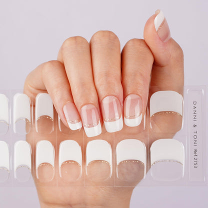 DANNI & TONI Semi Cured Gel Nail Strips – Glitter French Line (Chic) | 28 Stickers