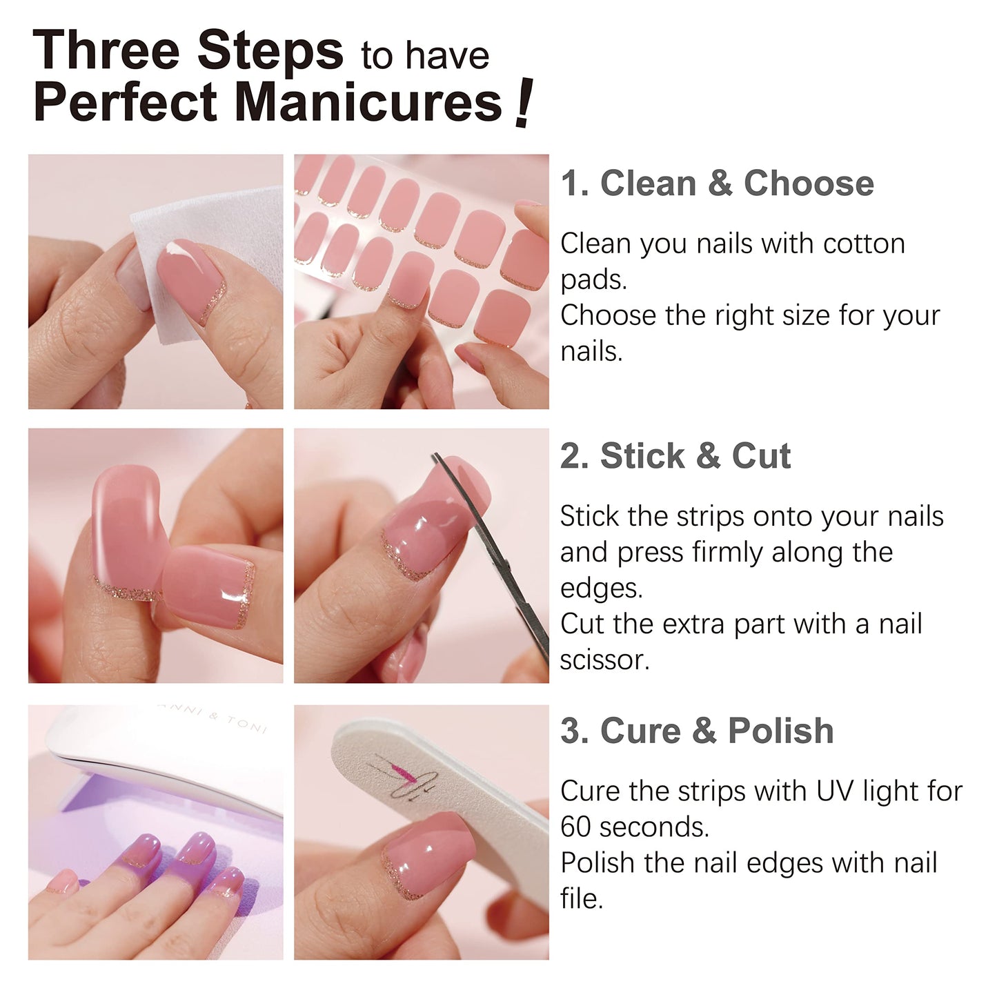 DANNI & TONI Chrome Dream Semi-Cured Gel Nail Strips – Holographic Aurora Nails, 28 Stickers