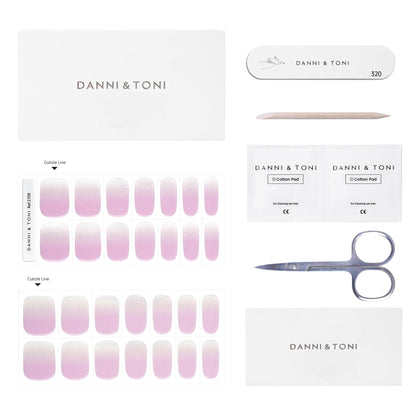 DANNI & TONI Semi-Cured Gel Nail Strips – Lavender Gradient (Lilac Sheen), 28 Wraps