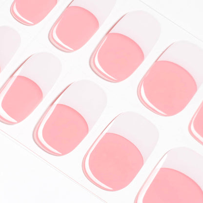 DANNI & TONI Semi Cured Gel Nail Wraps – White French Tips, Pink Nail Wraps (28 Stickers)